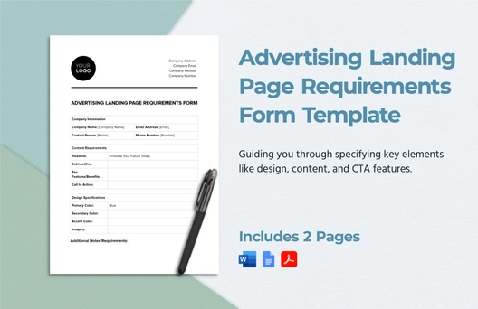 Advertising Landing Page Requirements Form Template