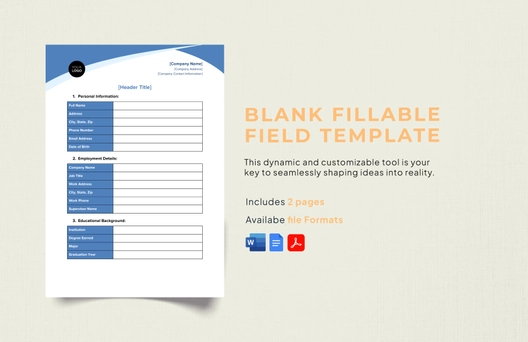 Blank Fillable Field Template