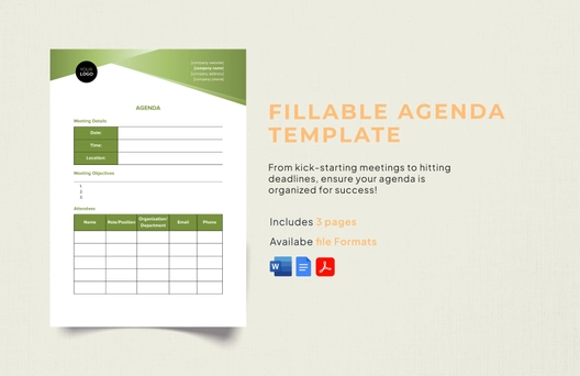 Fillable Agenda Template