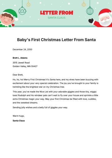 Free Baby's First Christmas Letter from Santa Template to Edit Online