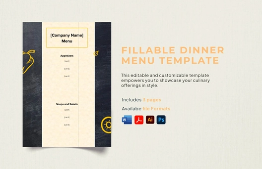 Fillable Dinner Menu Template