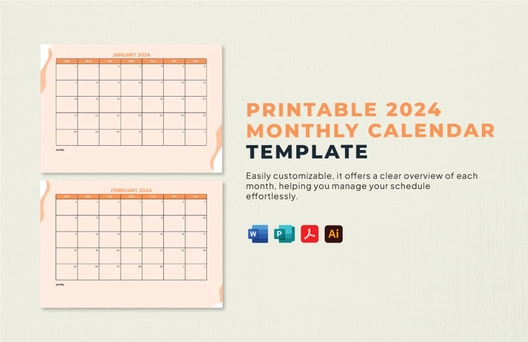 Printable 2024 Monthly Calendar Template
