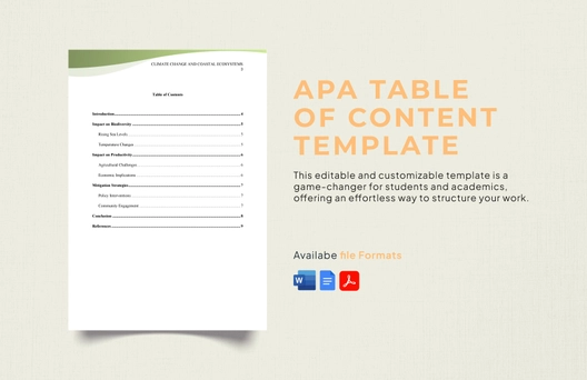 APA Table of Content Template