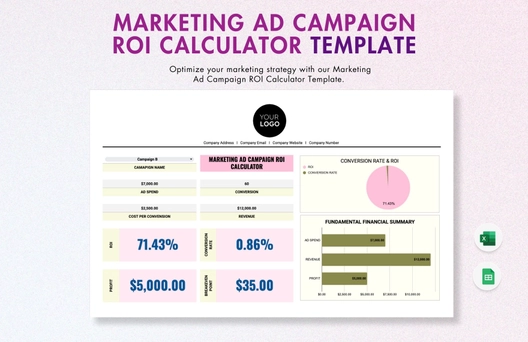 Marketing Ad Campaign ROI Calculator Template