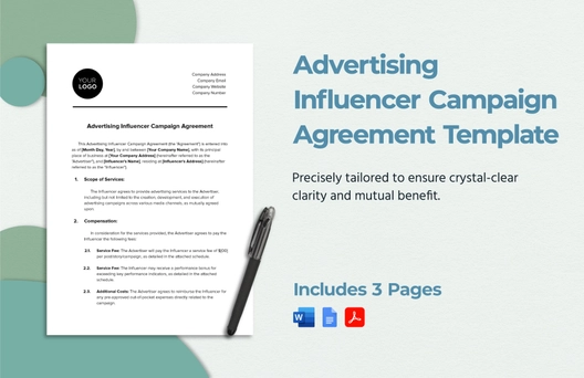 Advertising Influencer Campaign Agreement Template