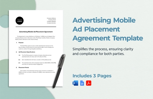 Advertising Mobile Ad Placement Agreement Template