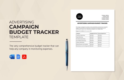 Advertising Campaign Budget Tracker Template