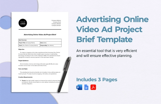 Advertising Online Video Ad Project Brief Template
