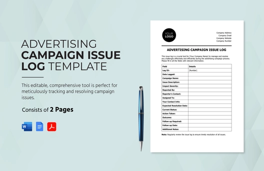 Advertising Campaign Issue Log Template
