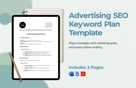 Advertising SEO Keyword Plan Template