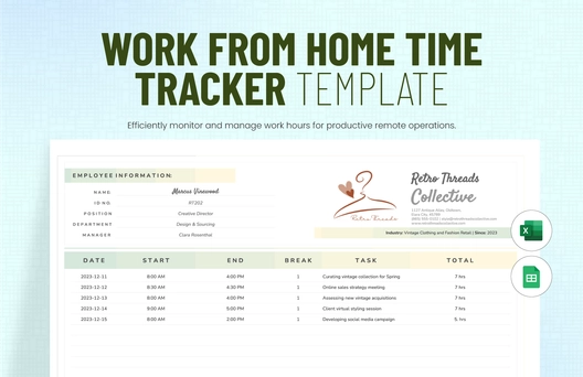 Work from Home Time Tracker Template