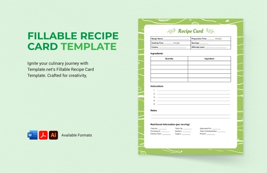 Fillable Recipe Card Template
