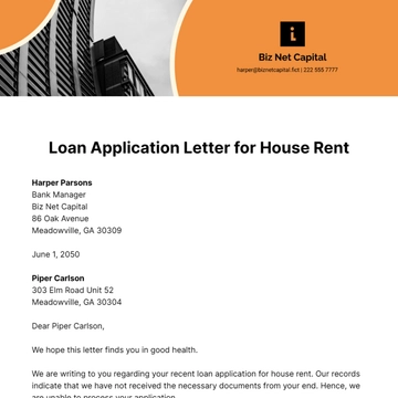 Free Loan Application Letter for House Rent  Template to Edit Online