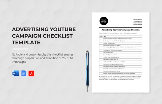 Advertising YouTube Campaign Checklist Template