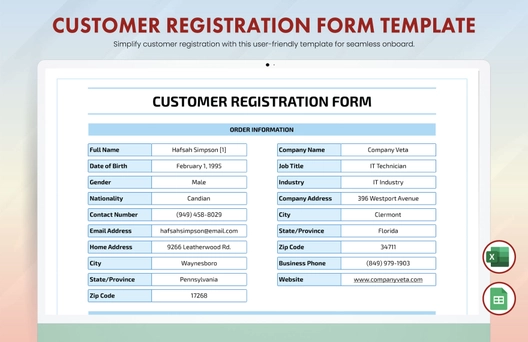 Customer Registration Form Template