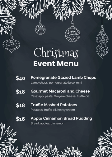 Free Christmas Event Menu Template to Edit Online