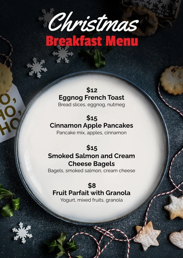 Free Christmas Breakfast Menu Template to Edit Online