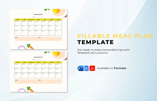 Fillable Meal Plan Template