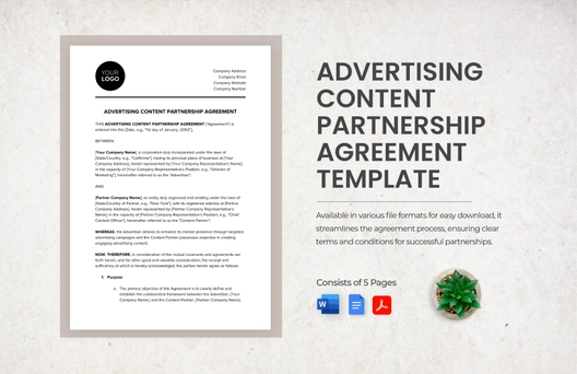 Advertising Content Partnership Agreement Template