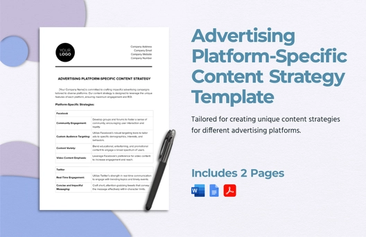 Advertising Platform-Specific Content Strategy Template