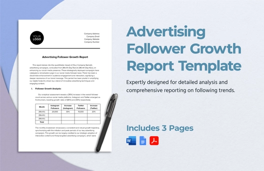 Advertising Follower Growth Report Template