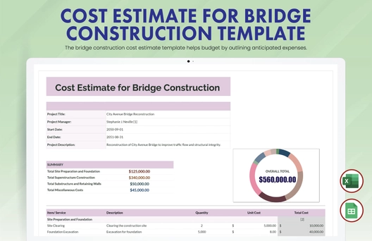 Cost Estimate for Bridge Construction Template