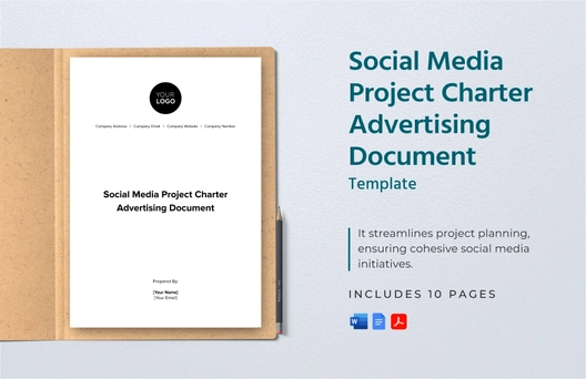 Social Media Project Charter Advertising Document Template
