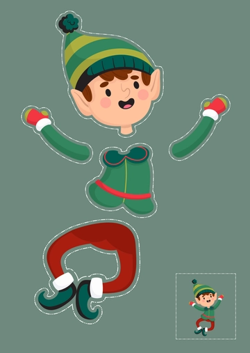 Free Christmas Elf Cut Out Template to Edit Online