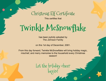 Free Christmas Elf Certificate Template to Edit Online
