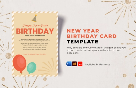 New Year Birthday Card Template