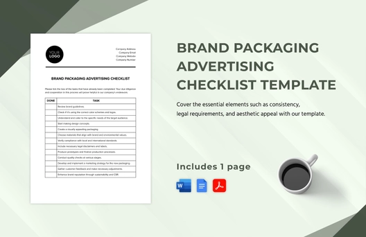 Brand Packaging Advertising Checklist Template Brand Packaging Advertising Checklist Template