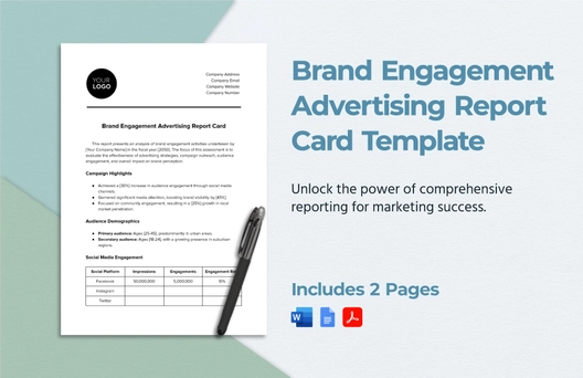 Brand Engagement Advertising Report Card Template