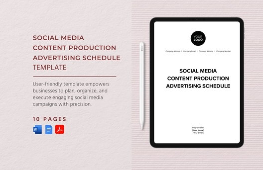 Social Media Content Production Advertising Schedule Template