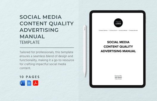 Social Media Content Quality Advertising Manual Template