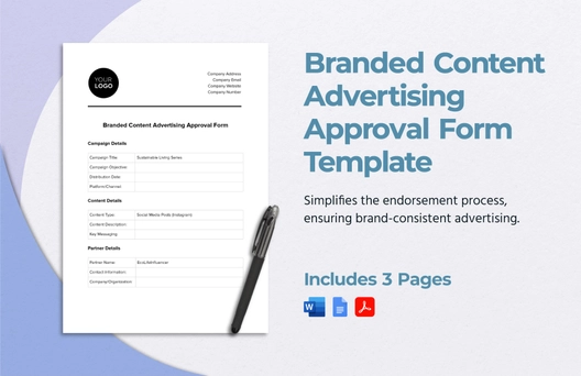 Branded Content Advertising Approval Form Template