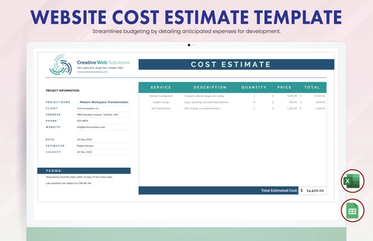 Website Cost Estimate Template