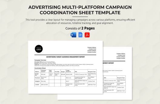 Advertising Multi-Platform Campaign Coordination Sheet Template