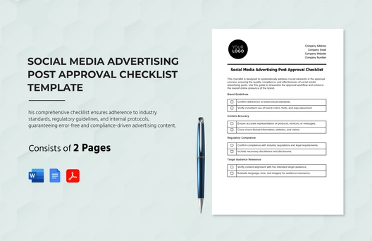 Social Media Advertising Post Approval Checklist Template Social Media Advertising Post Approval Checklist Template