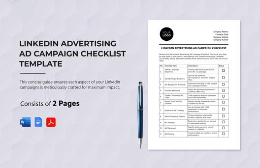 LinkedIn Advertising Ad Campaign Checklist Template