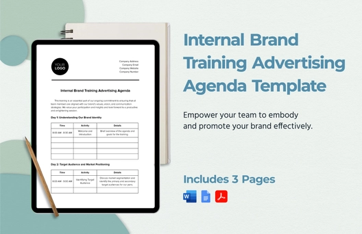 Internal Brand Training Advertising Agenda Template Internal Brand Training Advertising Agenda Template