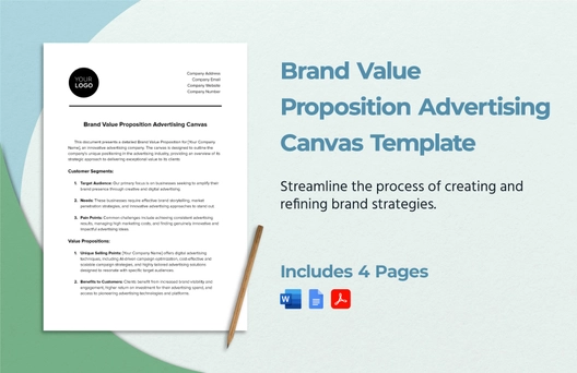 Brand Value Proposition Advertising Canvas Template
