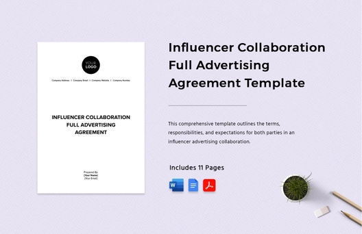 Influencer Collaboration Full Advertising Agreement Template