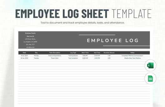 Employee Log Sheet Template