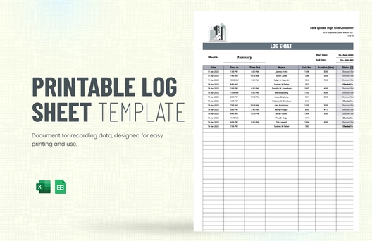 Printable Log Sheet Template