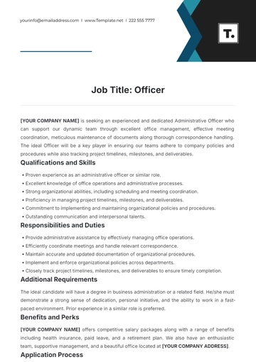 Free Officer Job Description Template to Edit Online
