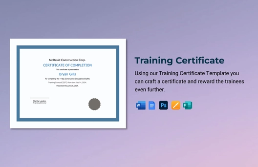 Training Certificate Template