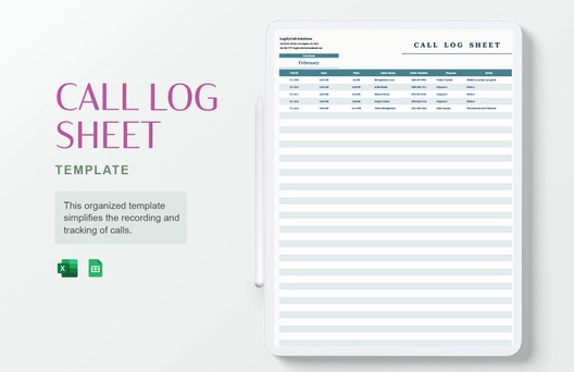 Call Log Sheet Template