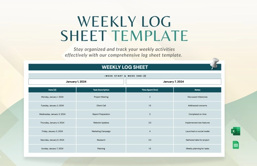 Weekly Log Sheet Template