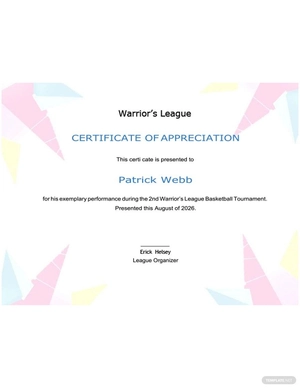Player Appreciation Certificate Template