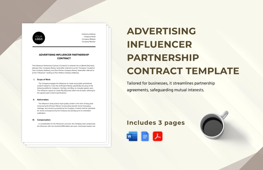 Advertising Influencer Partnership Contract Template